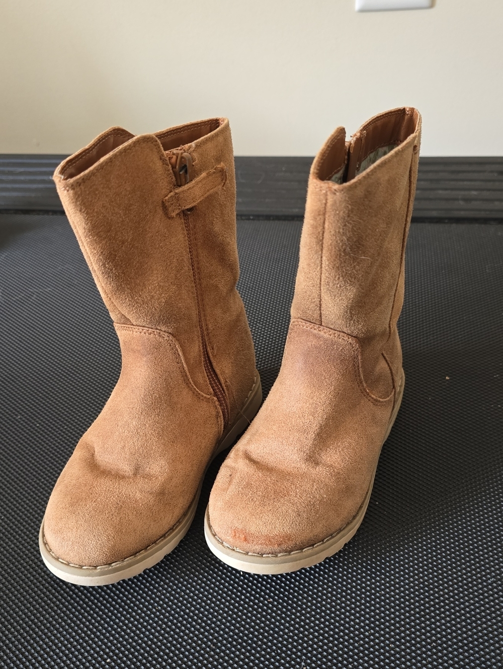 Kids Tan Suede Mid-Calf Boots